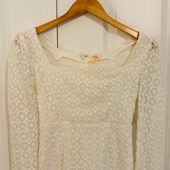 Camila Coelho Trista Ivory Lace Crocheted Long Sleeve Mini Dress Small - Picture 4 of 13